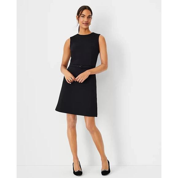 Ann Taylor The Petite Belted A-Line Dress In Double Knit - 14 Petite - Picture 1 of 4